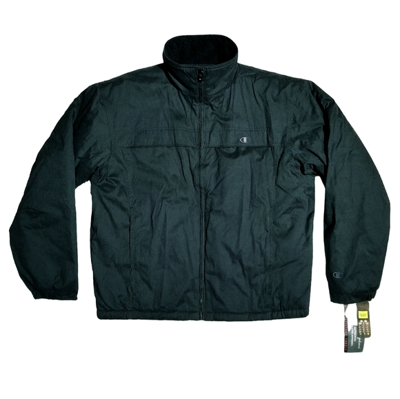Champion Vintage 00s Mens Fleece Lined Jacket With Phone Pocket Black Medium New - Picture 1 of 13